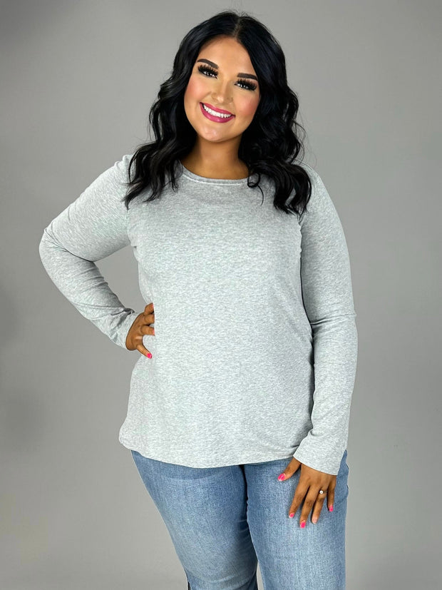 53 SLS  {Basic Principles} Heather Grey Long Sleeve Top PLUS SIZE 1X 2X 3X