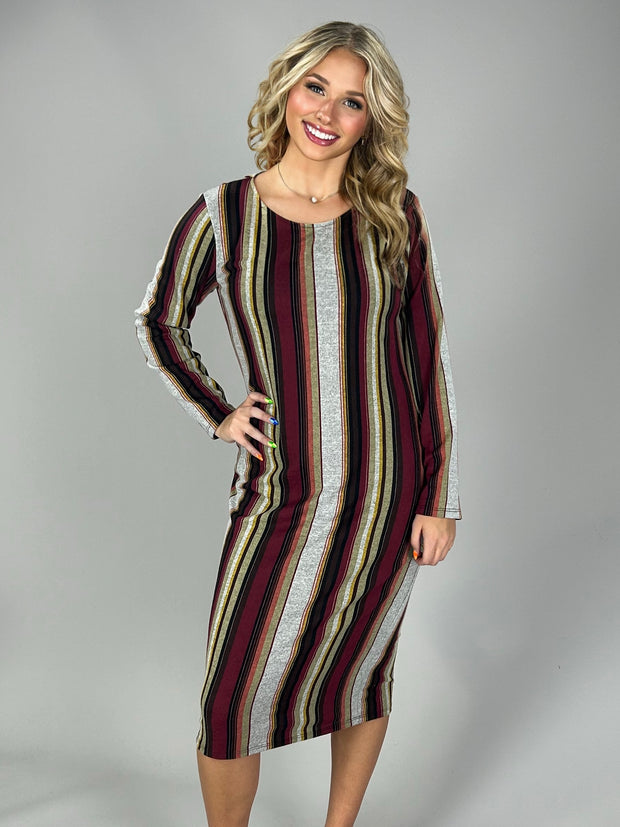 SALE!! PLS-Z {Mumbo Jumbo} Vertical Striped Bodycon Dress
