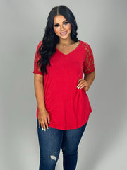 SALE!! SSS-H {Lovely As Ever} Ruby V-Neck Top W/ Lace Sleeve Detail