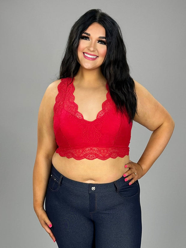 BRA {Return To Love} Red Lace Padded Bralette