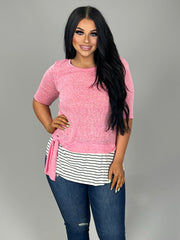 CP-E {Drawing The Line} Pink Top with Striped Contrast