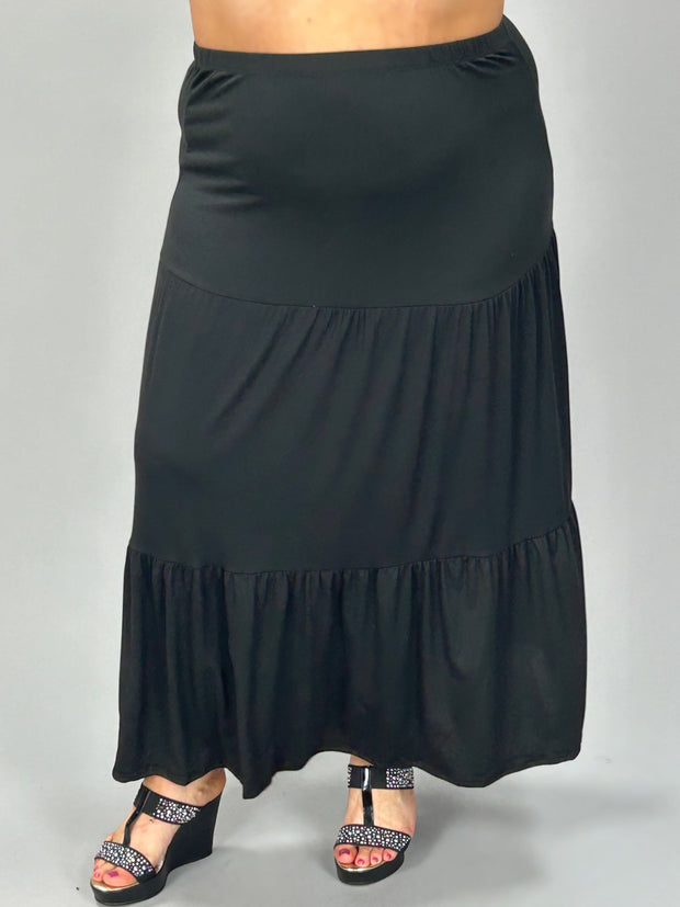 BT-D  {Meant To Be Happy} Black Tiered Skirt PLUS SIZE 1X 2X 3X