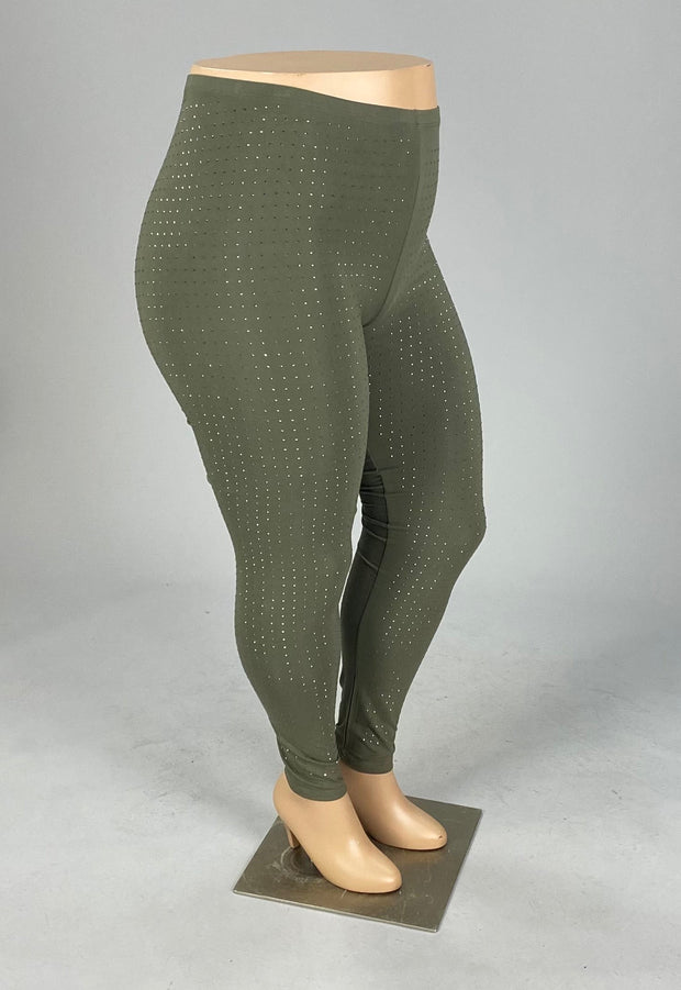 SALE!!  BT {Studded Beauty} Olive Rhinestone Vocal Leggings PLUS SIZE 1X 2X 3X