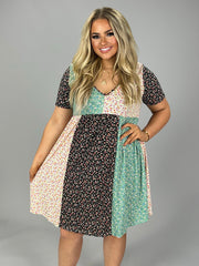 CP-A {Have It All} Multi-Color Floral Print V-Neck Dress