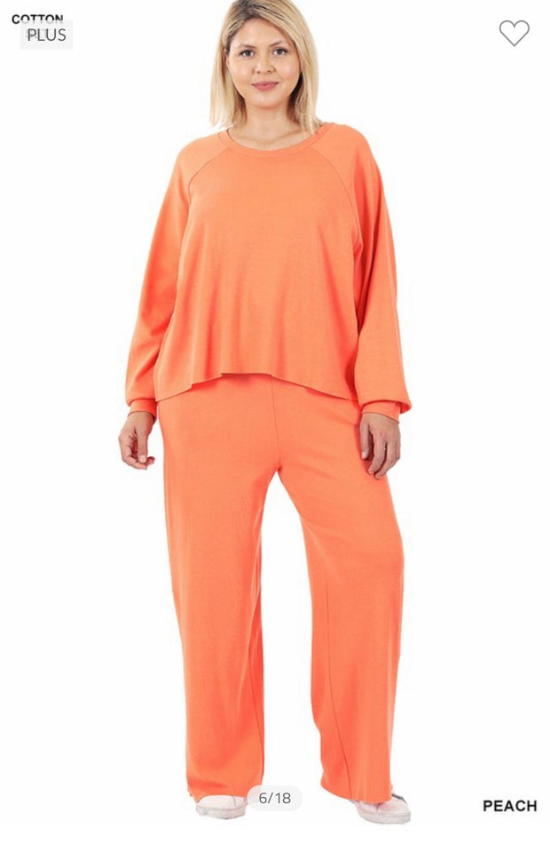 17 SET-D {Raising The Bar}  Peach Loungewear Set PLUS SIZE 1X 2X 3X