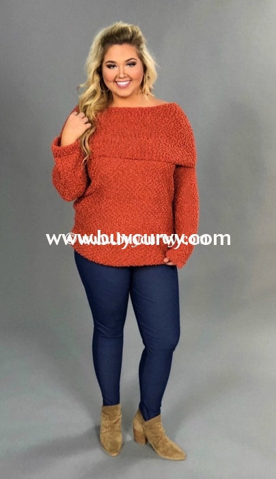 SALE!! OS-R "UMGEE" Rust Off-Shoulder Sweater (Soft & Stretchy!)