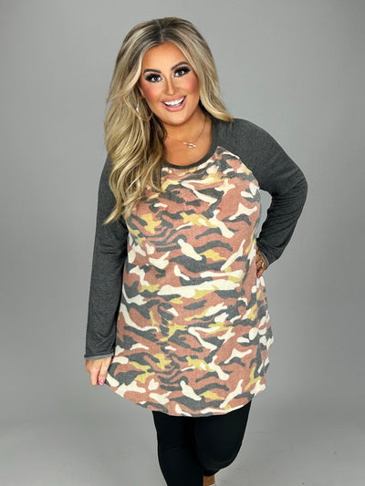 SALE!! 21 CP-J {Call Attention} Grey Mauve Camo Knit Top PLUS SIZE XL 2X 3X