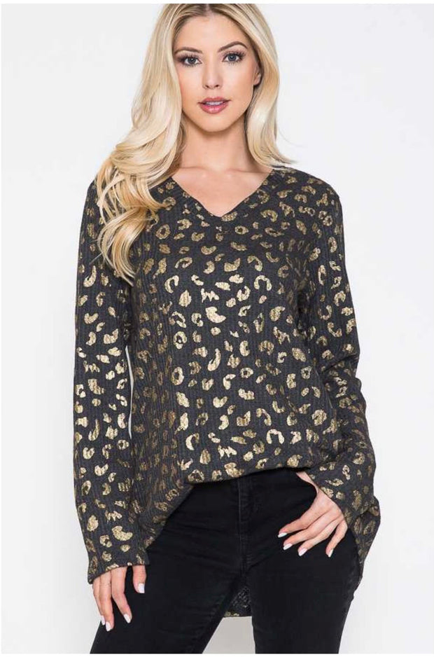 SALE!! 94 PLS-A {For the Soul} Gold Animal Print Top PLUS  SIZE 1X 2X 3X