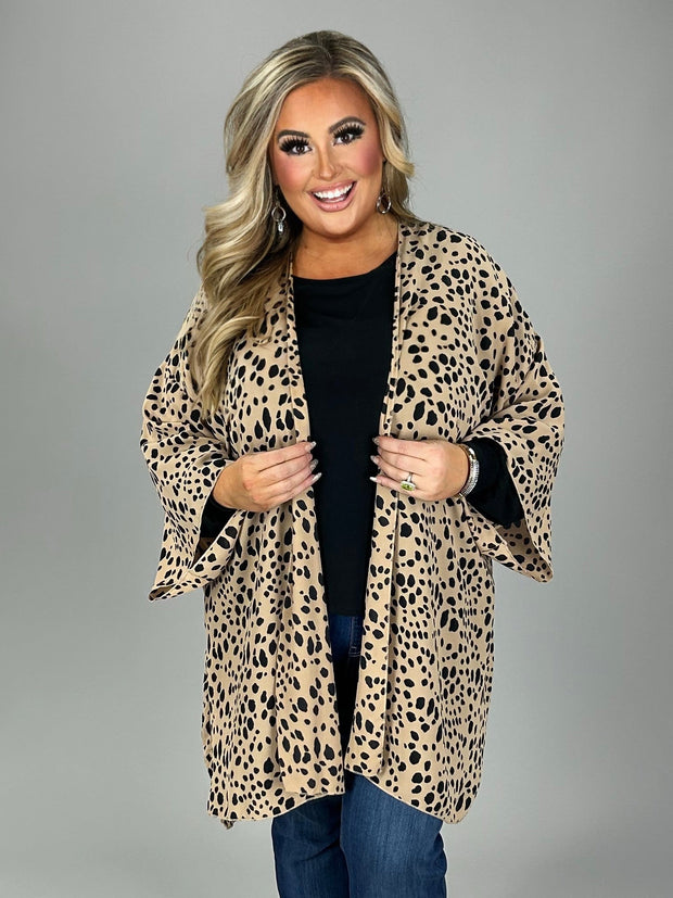 SALE!! 91 OT-I {Confident Lady} Mocha/Black Leopard Print  Kimono PLUS SIZE 1X 2X 3X