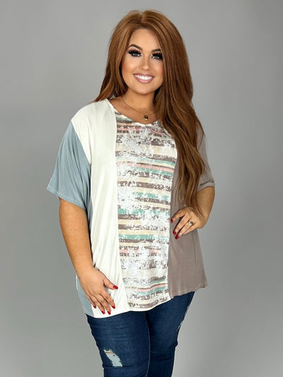 SALE!! 85 CP-A {Break the Mold} Multi-Color/Striped Top  PLUS SIZE 1X 2X 3X