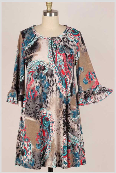 SALE!! 84 PQ-A {Paisley Longing} Multi-Color Paisley Top PLUS SIZE 1X 2X 3X