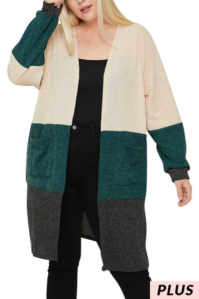 SALE!! 40 OT-D {Cozy Essence} Tan Green Ribbed Cardigan SALE!!!   PLUS SIZE XL 2X 3X