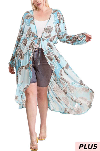 SALE!! LD-N {Makes Me Happy} Seafoam Paisley Print Duster  PLUS SIZE XL 2X 3X