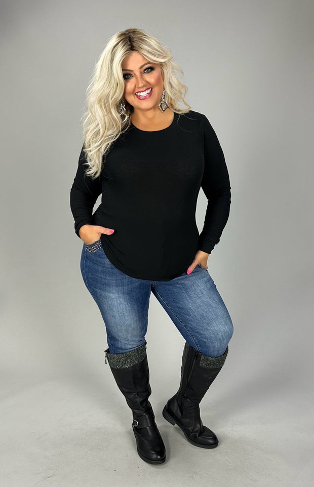 36 SLS-A {Undercover}  Black Long Sleeve Top SALE!! PLUS SIZE XL 1X 2X