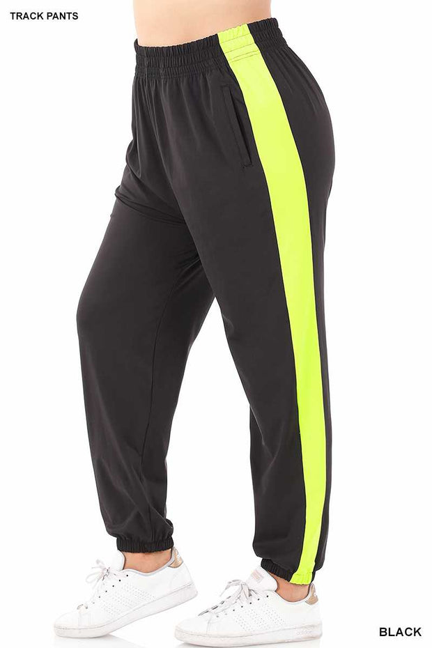 SALE!!  BT-Y {Riddle Me This} Black/Neon Joggings Pants PLUS SIZE 1X 2X 3X