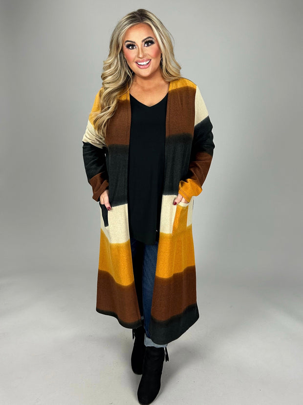 1-56 OT-A {Mountain Vista} Mustard/ Brown Duster Plus Size 1X 2X 3X