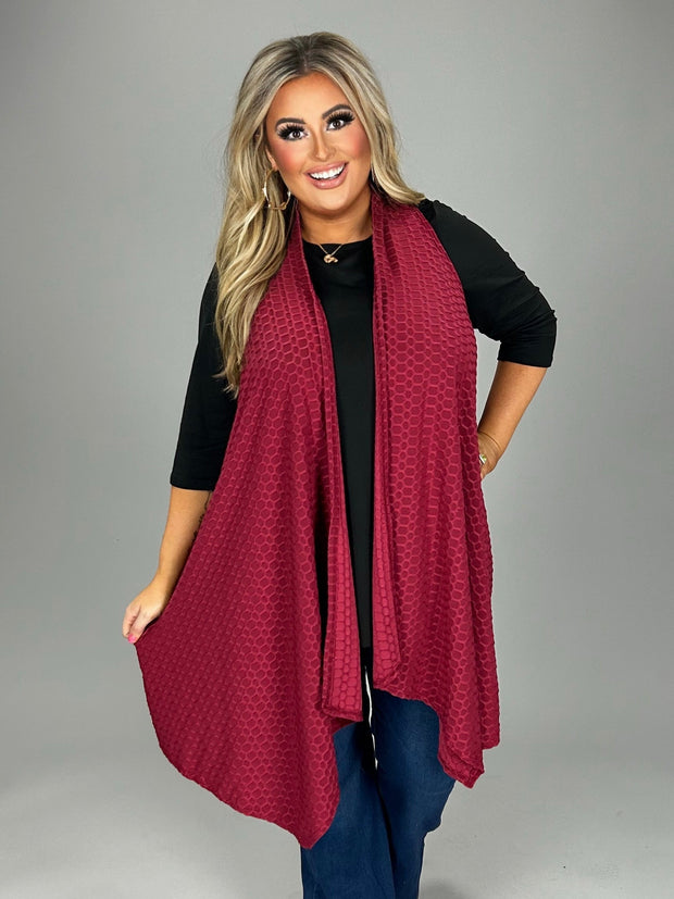 20 OT-E {Hey Beautiful} BURGUNDY  Textured Vest PLUS SIZE 1X 2X 3X