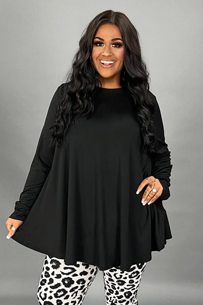 26 SLS {My Time Of Night} Black Rounded Hem Top  PLUS SIZE XL 2X 3X 4X 5X