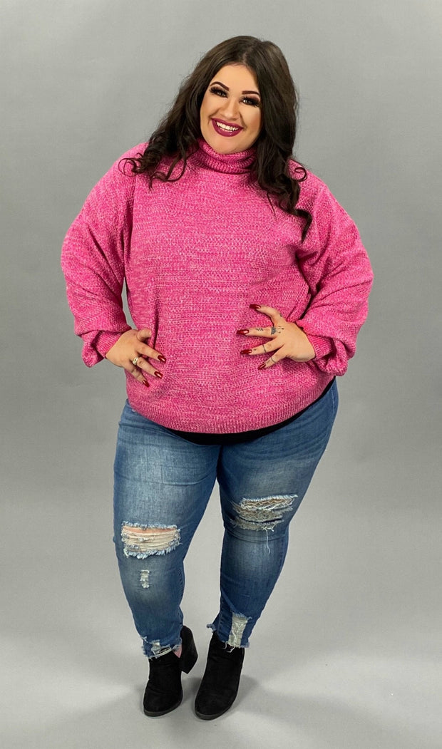 28 PLS-A {The Sweetest} Pink Turtleneck Sweater  PLUS SIZE 1X 2X 3X