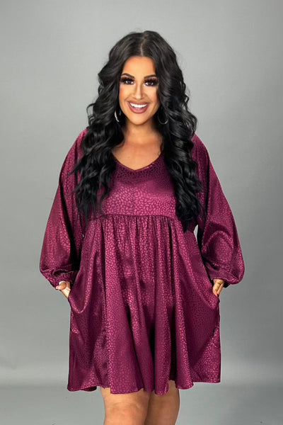 SD-A {UMGEE} Luxury Satin Feel Leopard Print Wine Dress  PLUS SIZE XL 1X 2X