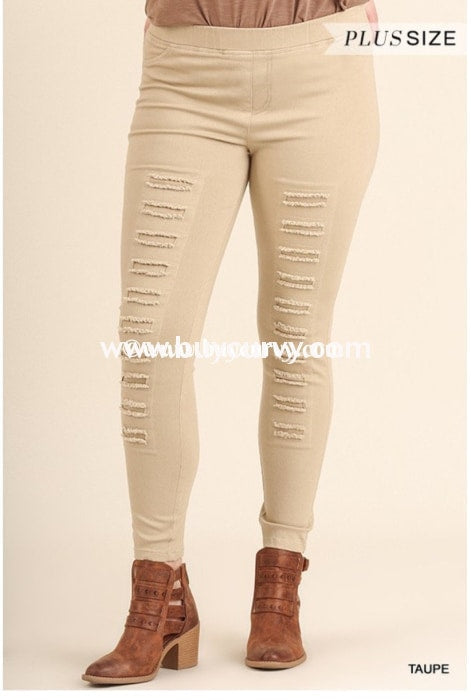 BT-E "UMGEE" Khaki Distressed Front Jeggings