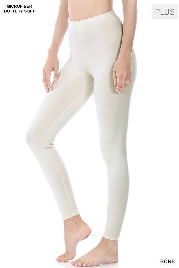 BT-99  {Bend My Way} Bone "Butter soft" Full Length Leggings  PLUS SIZE 1X 2X 3X