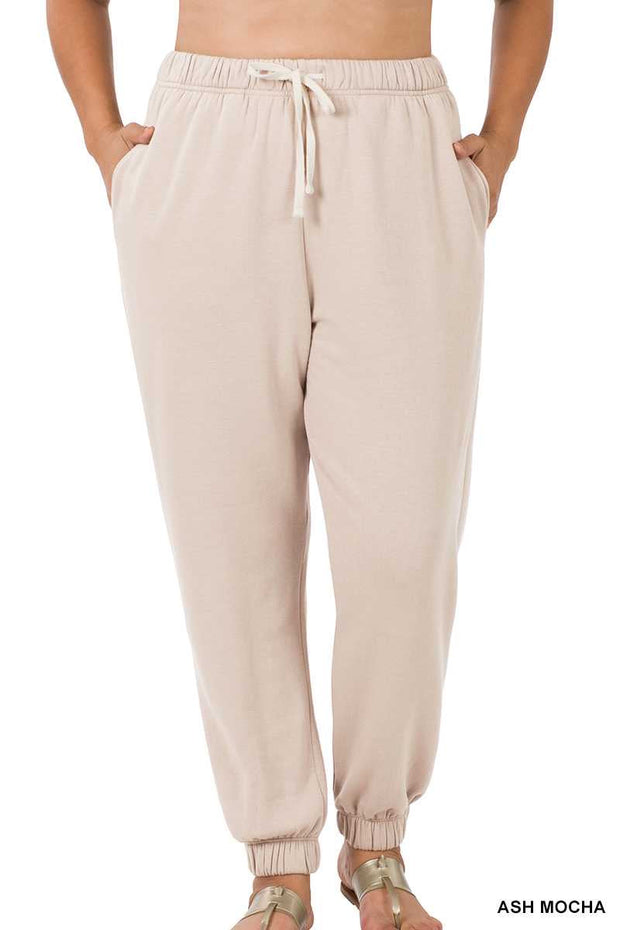 LEG-P   {Simply Cozy} Bone Fleece Lined Jogging Pants PLUS SIZE 1X 2X 3X