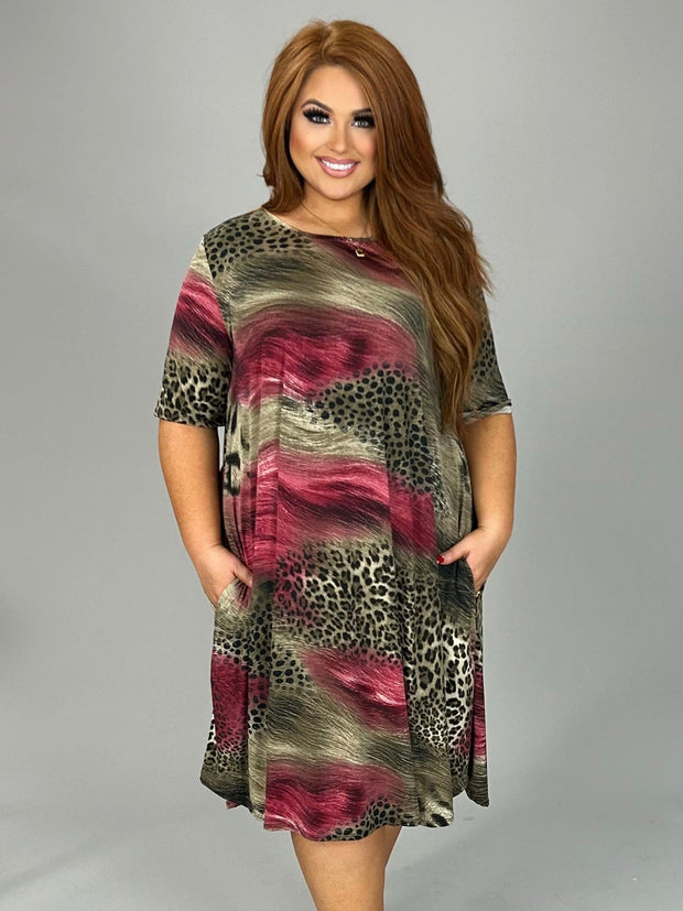 SALE!!  29 PSS {Animal Spirit} Red/Brown Animal Print Dress PLUS SIZE XL 2X 3X 4X 5X 6X