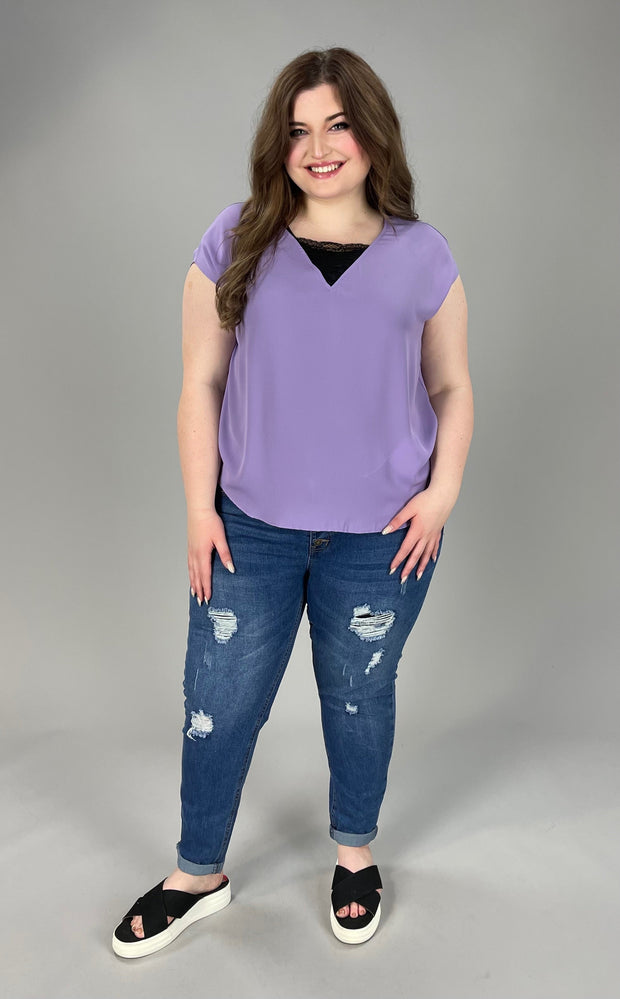 SD-A {Lavender & Lace} Lavender Top W/Black Lace Inset