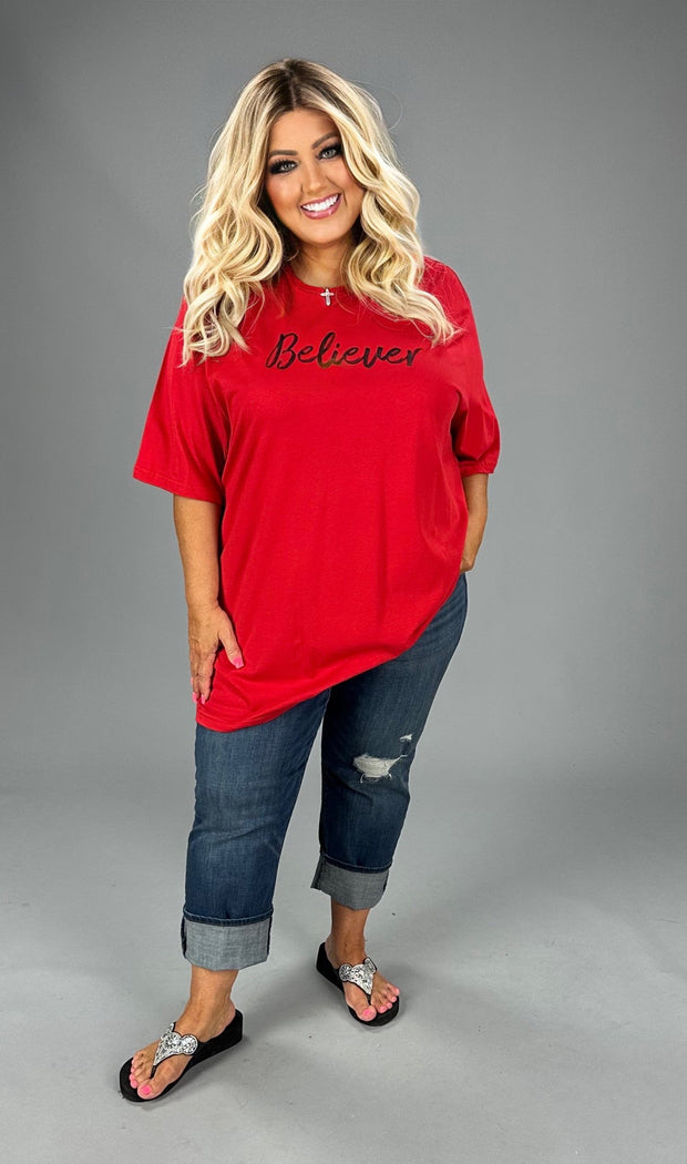 SALE!!  48 GT {Believer} RED Graphic Tee PLUS SIZE 1X 2X 3X