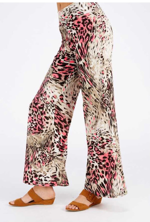 SALE!! BT-Z  {Signals Crossed} Pink Animal Print Palazzo Pants PLUS SIZE 1X 2X 3X