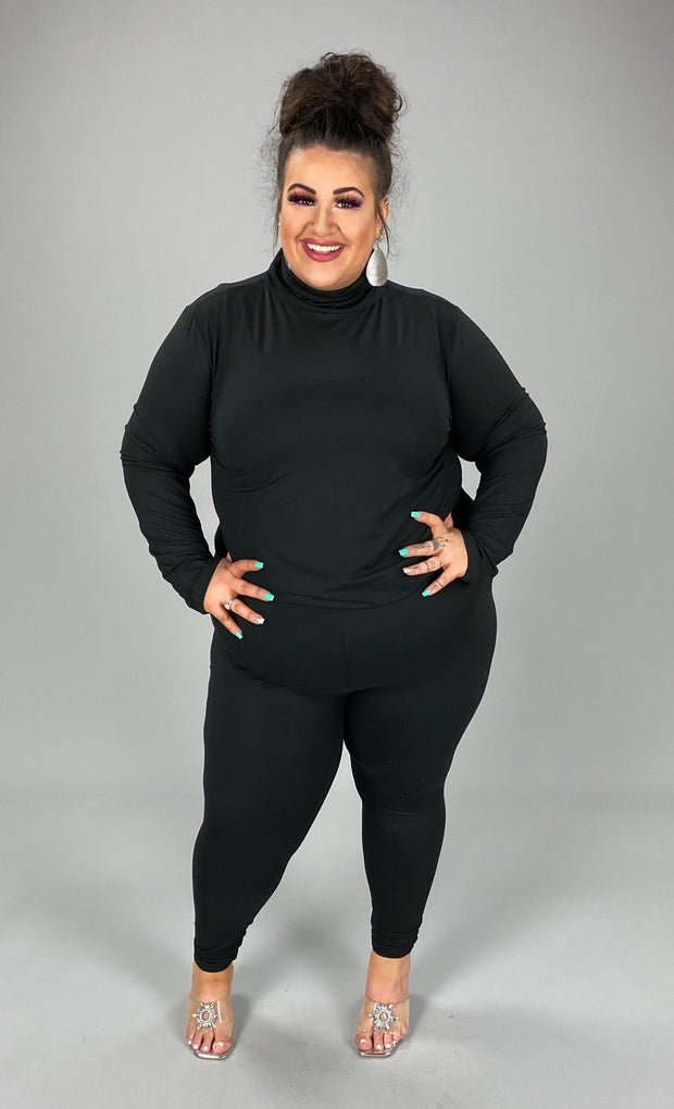 87 SET-B {Walk This Way} Black Long Sleeve Top W Bottoms  PLUS SIZE 1X 2X 3X