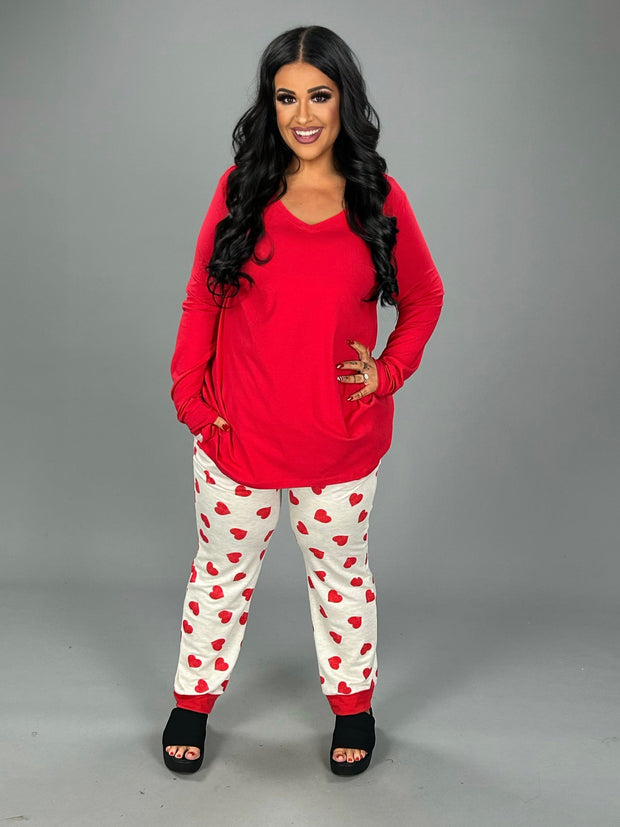 SALE!! BT-E Drawstring Lounge Pants or Joggers with Red Hearts PLUS SIZE