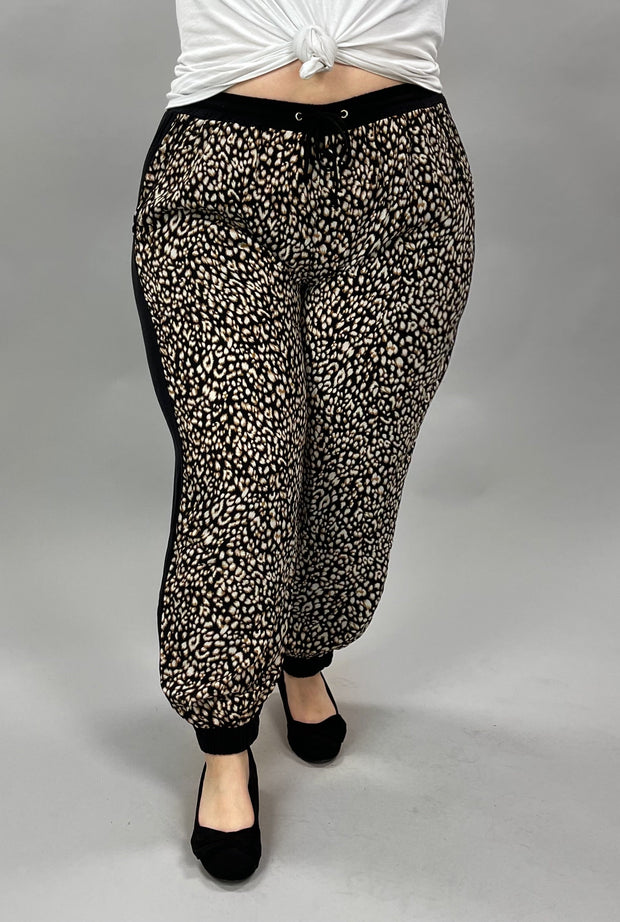 BT-R {City Feels}  Umgee Black/Leopard Print Pants PLUS SIZE XL 1X 2X