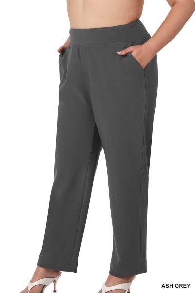 BT-99   {Setting The Standard} Ash Grey Wide Waist Pants PLUS SIZE 1X 2X 3X