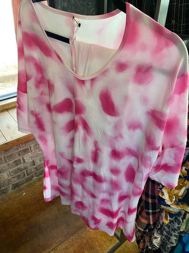 SET {I Always Know} Hot Pink Tie Dye Pant Set  CW PLUS SIZE  1X