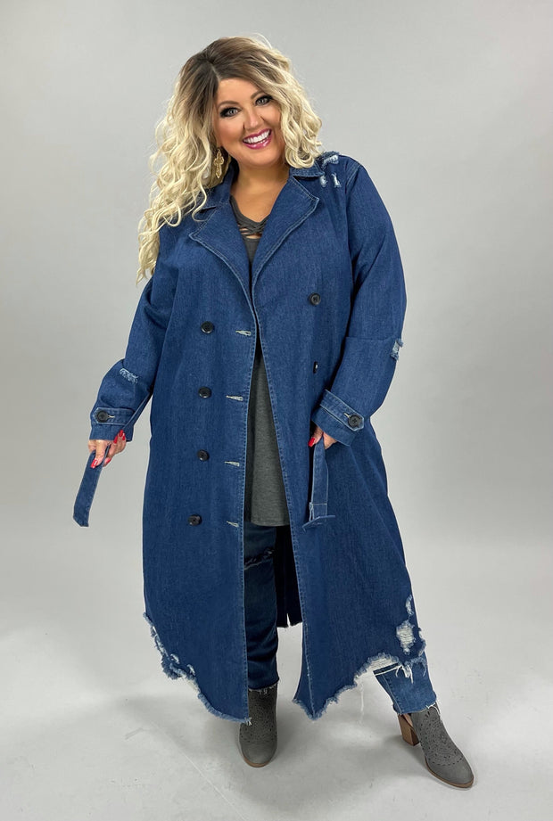 SALE!!  25 OT-D {Distressed But Sweet} Distressed Denim Coat PLUS SIZE 1X/2X  2X/3X