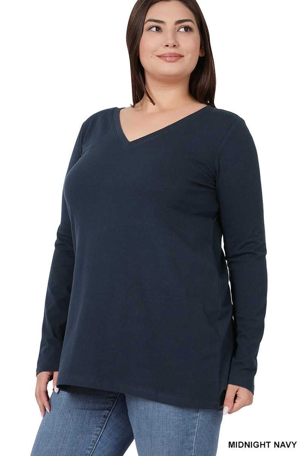 88 SLS-E {Keeping It Together} Dk. Navy  V-Neck Top PLUS SIZE 1X 2X 3X