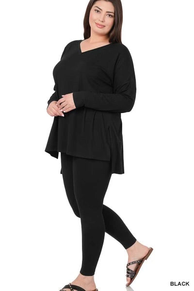 SALE!! 60 SET-M {Finding My Way} Black Long Sleeve  V-Neck Set PLUS SIZE 1X 2X 3X