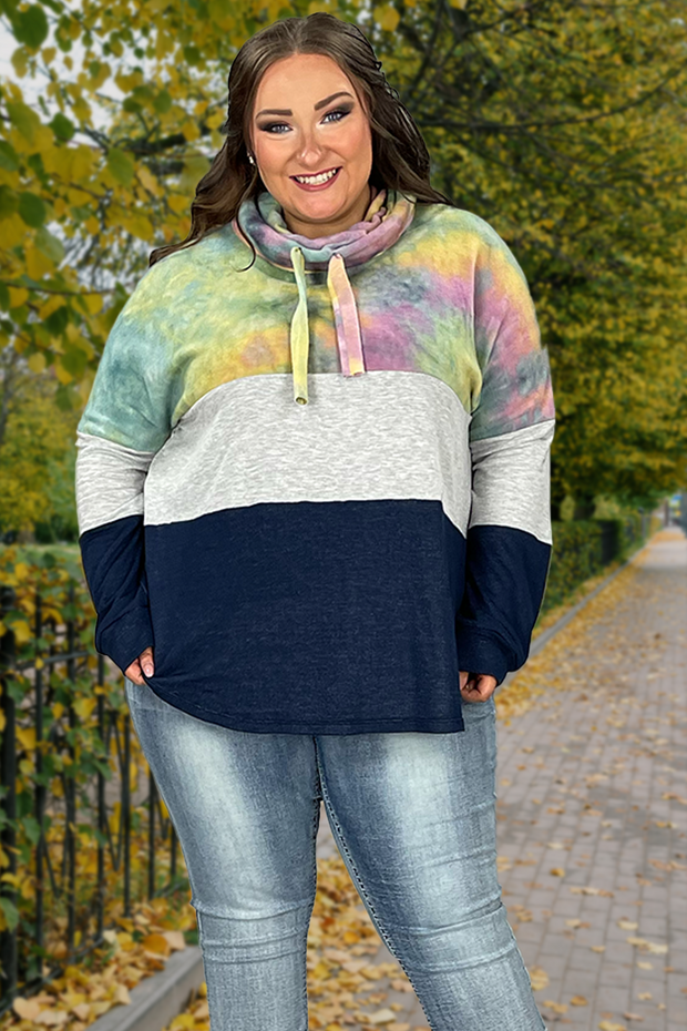 SALE! 34 CP-X {Back Off} Multi Tie Dye Contrast Hoodie PLUS SIZE XL 2X 3X