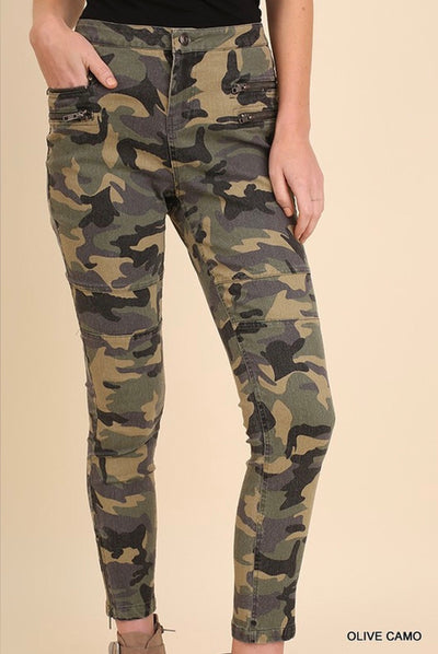 SALE!! BT-M "UMGEE" Olive Camo Zipper Detail Pants with Pockets