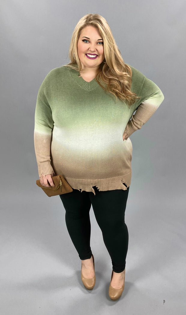 SALE! 25 PLS-K {Stuck} Olive Tan Ombre Top PLUS SIZE XL 2X 3X