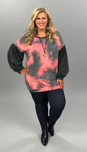 SALE! 25 CP-O {Late For The Party} Pink Grey Tie Dye Top PLUS SIZE XL 2X 3X