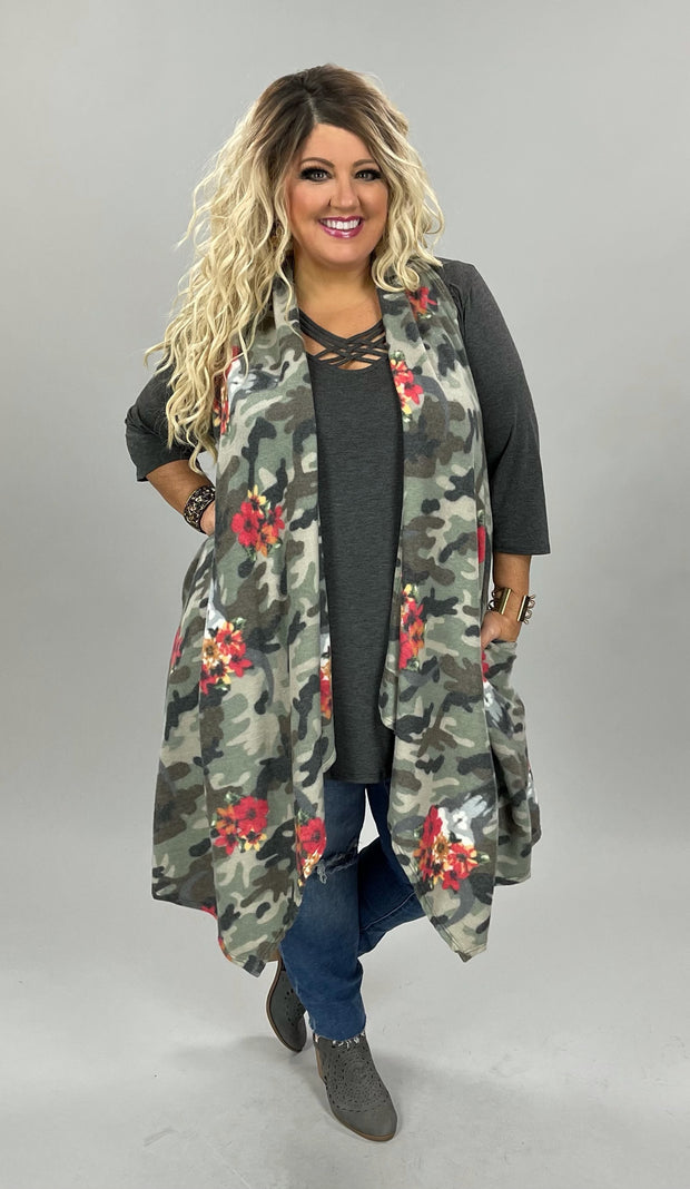 SALE! 18 OT-A {Camo Love} Camo/Floral Vest PLUS SIZE 1X 2X 3X