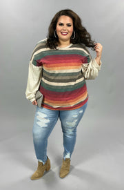 SALE! 22 CP-F {No One Knows}  Multicolor Striped Tunic PLUS SIZE XL 2X 3X