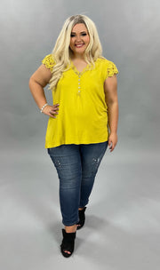 SALE!! SSS-H {Simple Pleasures}  Mustard Top Crochet Lace Detail