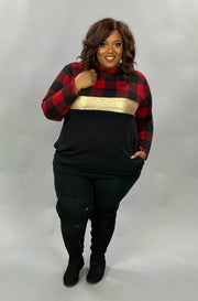 SALE! 21 HD-G {Meet You There} Red Black Plaid Contrast Hoodie PLUS SIZE XL 2X 3X