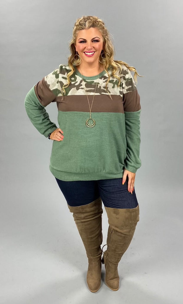 SALE! 29 CP-F {Camo Duty} Green Brown Camo Top PLUS SIZE XL 2X 3X