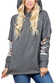 SALE! 23 HD-H {Stuck In My Ways} Grey Cut Sleeve Hoodie PLUS SIZE XL 2X 3X