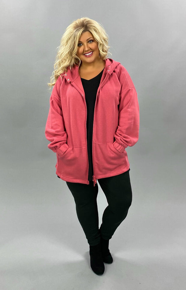 SALE!! OT-Q {Comfy Chic} ROSE Hoodie Jacket with Full Zipper PLUS SIZE 1X 2X 3X 1X